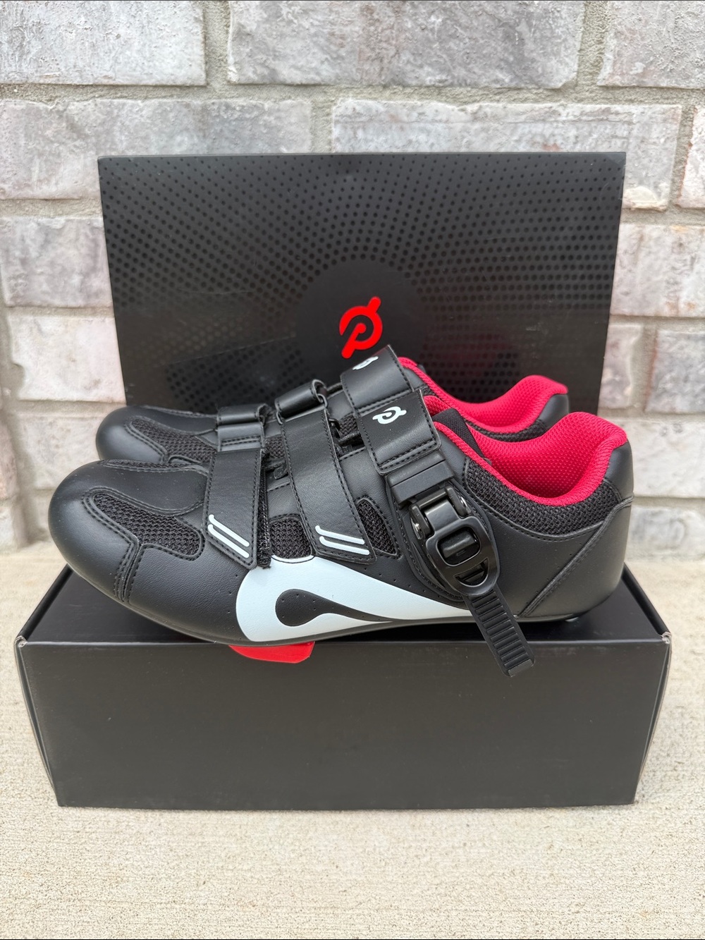Peloton Black Cycling Shoes with Red Interior